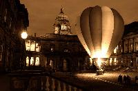 Photographs of a hot air balloon in the Old College courtyard. Balloon from Cameron Balloons Ltd. Photographs taken on the 21st century 2006.